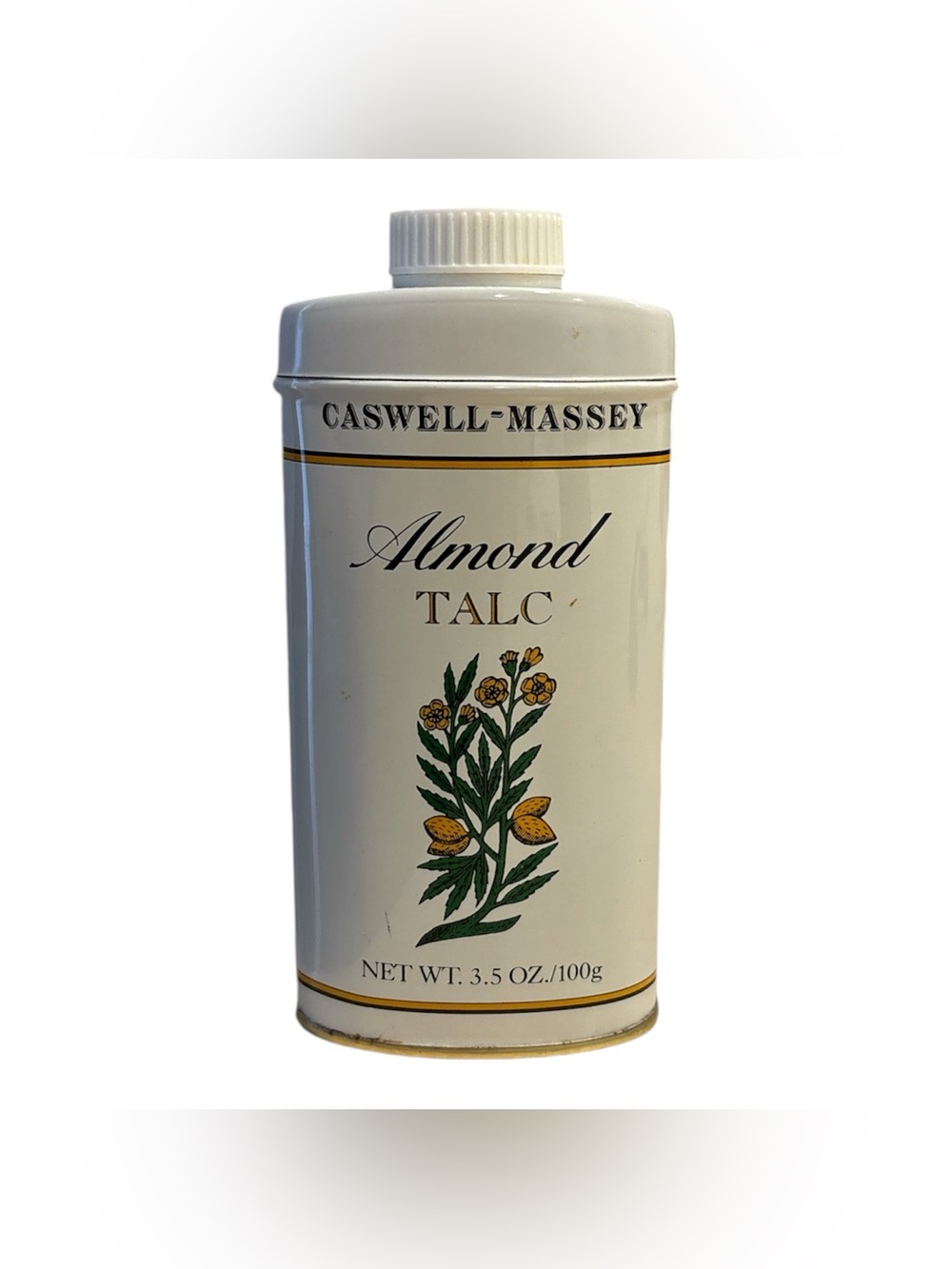 Caswell-Massey Almond Scent Talc Body Powder Tin Unisex Sensitive Skin 3.5 oz